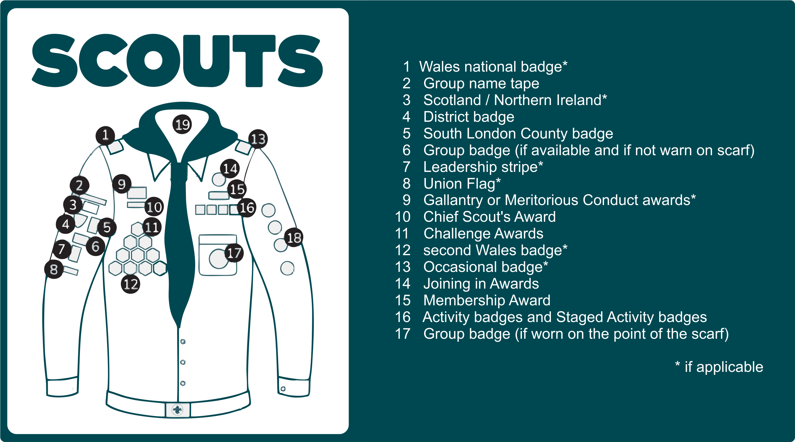Scout badge positions