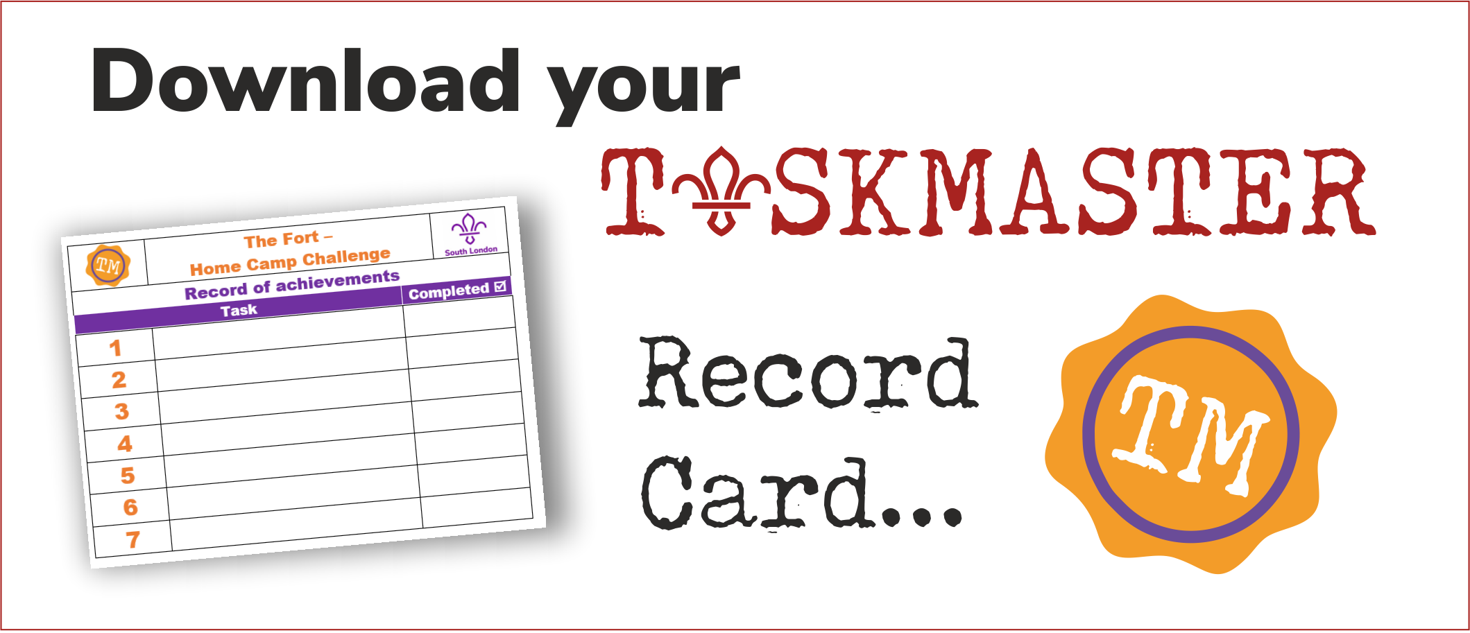 download your taskmaster challenge record card