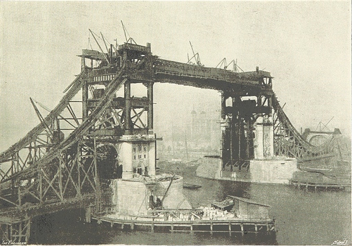 Tower Bridge being build