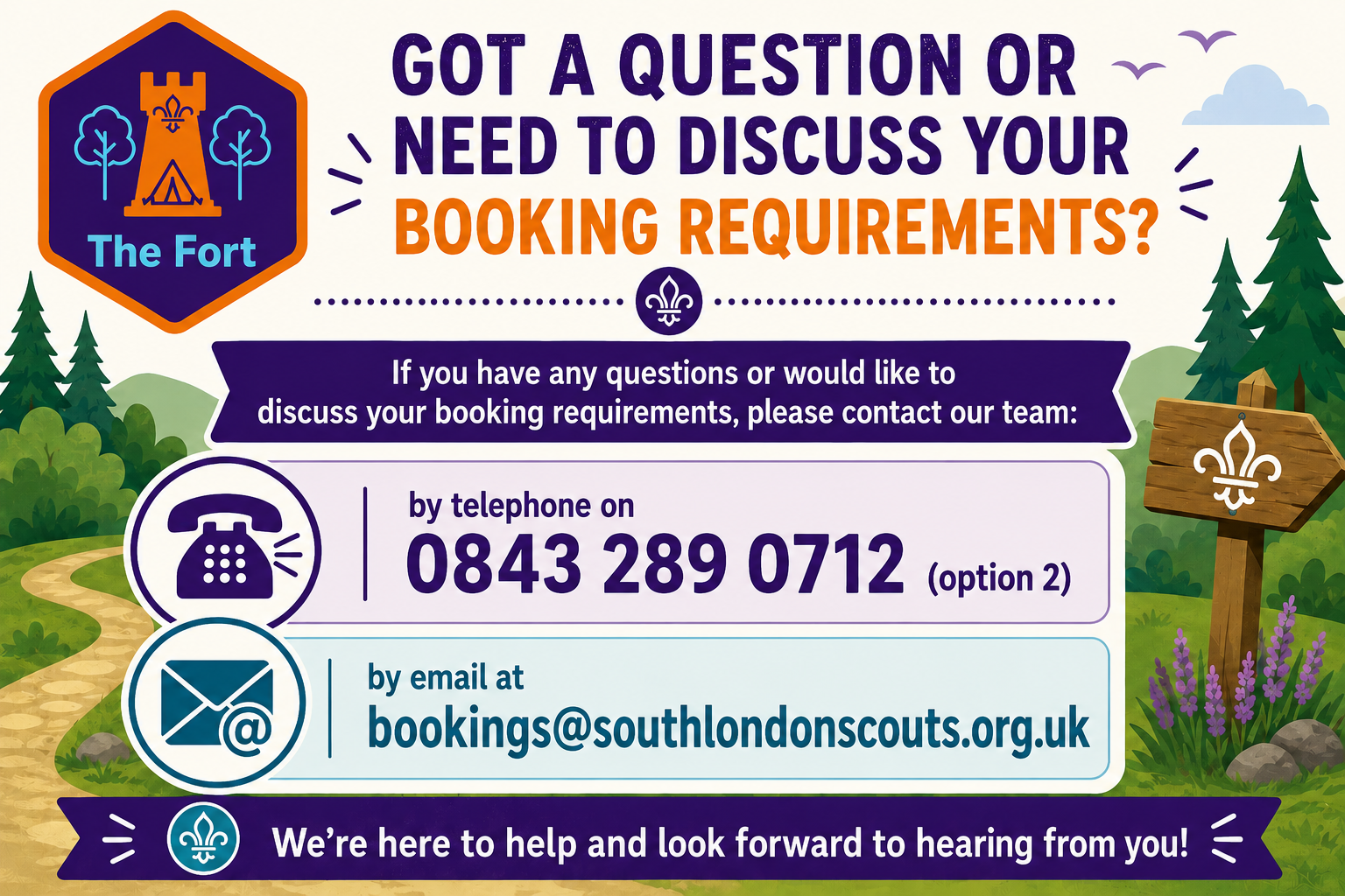 contact us to make a booking at bookings@southlondonscouts.org.uk